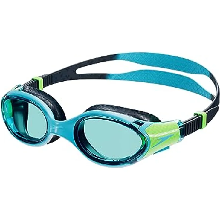 Speedo Unisex Kinder Biofuse 2.0 Schwimmbrille, Hyperschallblau/Echtes Marineblau/Lumogrün/Blau, One Size
