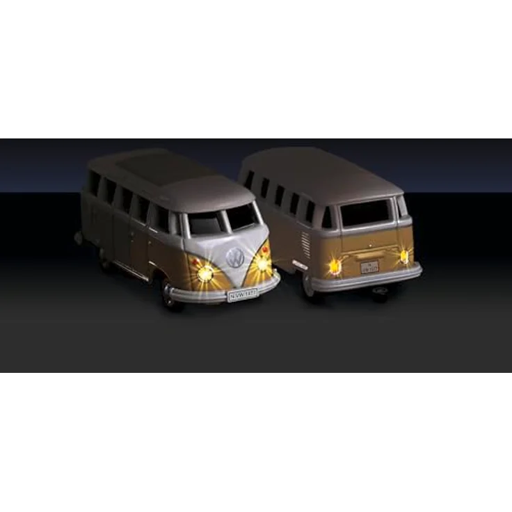 Carson 500504164 1:87 VW T1 Samba Bus mit Wohnwagen 2.4GHz 100% - RC Modell, LED-Beleuchtung, hochwertige Qualität, H0 Auto, Diorama Fahrzeug, blau – Bild 4