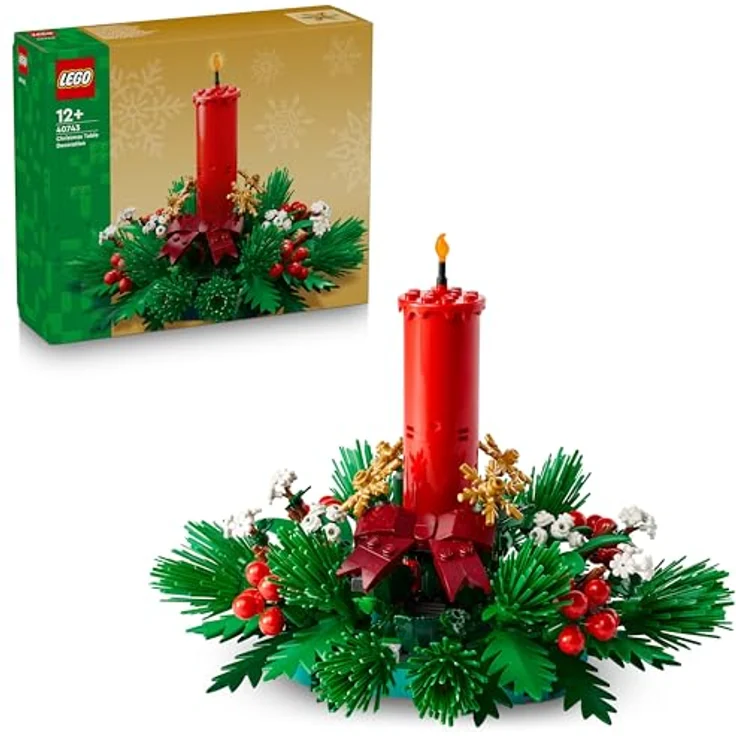 LEGO Iconic 40743 Weihnachtsgesteck Bausatz, festliche Weihnachtsdeko mit roter Kerze und bunten Details, mehrfarbig – Bild 1