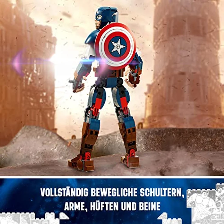 LEGO Marvel Captain America Baufigur, Superheld mit Schild, Avengers BAU-Spielzeug und Sammelfigur als Schlafzimmer Accessoire für Kinder, Jungen und Mädchen ab 8 Jahren 76258 – Bild 4