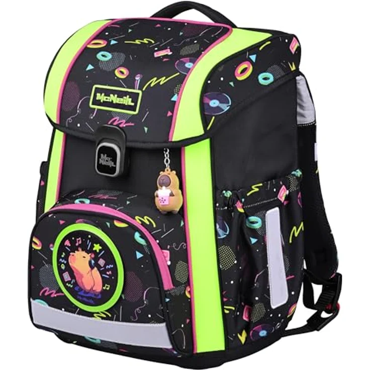 McNeill Schulranzen-Set BRAVO 9tlg. (CAPYBAR), ergonomisch, 21L Volumen, höhenverstellbares ClickFlex-Rückensystem, gepolsterte Schultergurte, inkl. gefülltem Etui, Sportbeutel, Trinkflasche und mehr – Bild 3