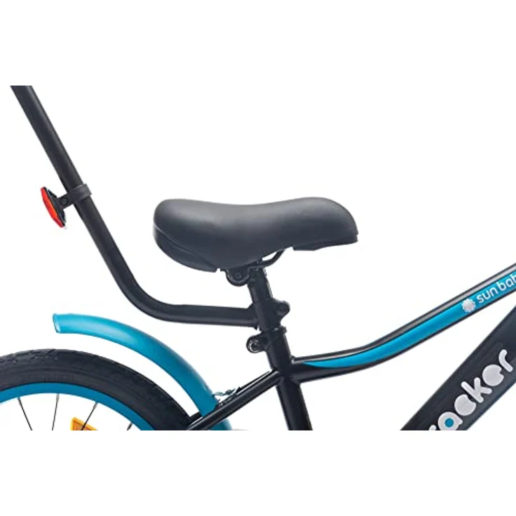 sun baby Jungenfahrrad 14 Zoll Tracker Bike mit Stützrädern und Schubstange, Blau, ab 2-6 Jahre – Bild 5