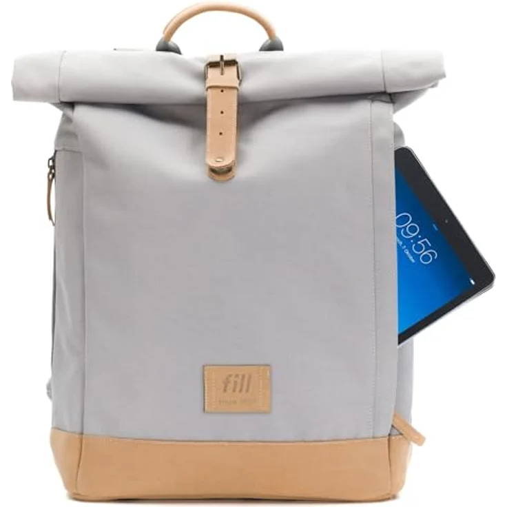Fillikid Wickeltasche Berlin, Rolltop-Design, 25 Liter, inklusive Wickelunterlage, witterungsbeständig aus Rauhleder und Polyurethan, mit Thermofach und Schnellzugriff – Bild 4
