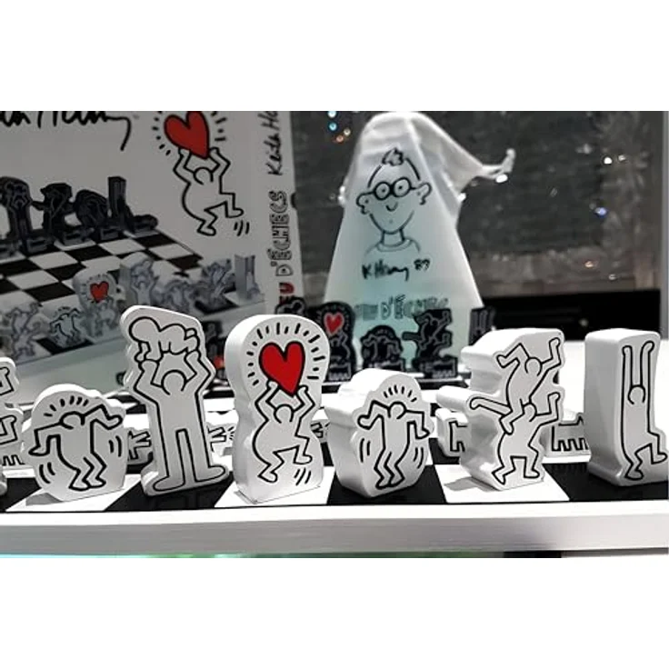 Vilac Mein Schachspiel Keith Haring, klassisches Holzschachspiel mit Baumwolltasche, bunt – Bild 15