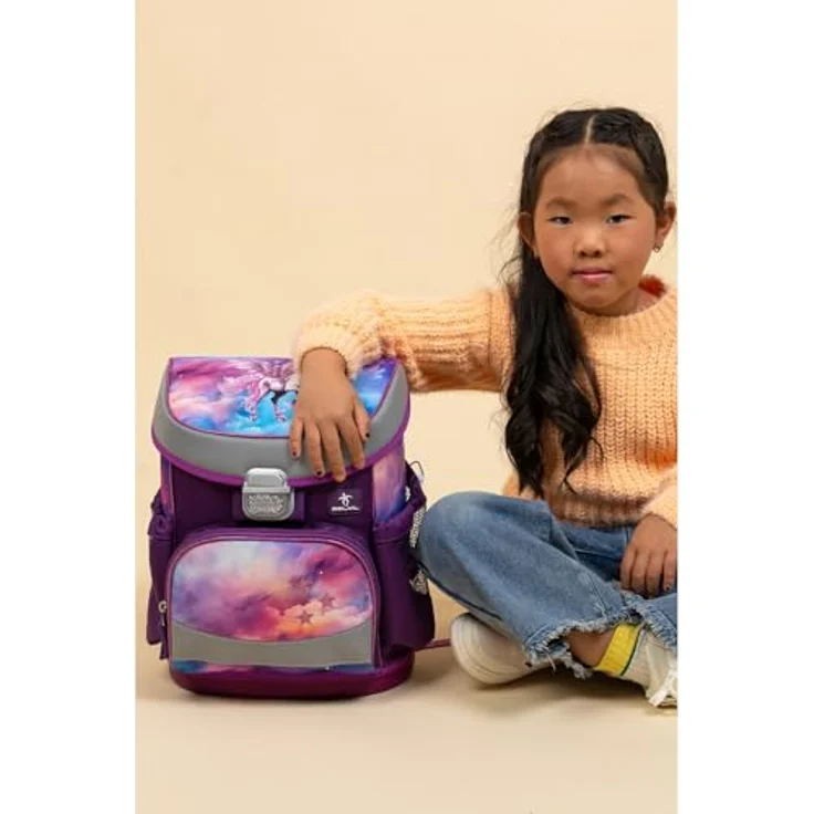 Belmil Mini-Fit Schulranzen Set 4-teilig (405-33/AG/S) (Pegasus) - Leichtgewichtiger Schulranzen für Erstklässler mit reflektierenden Elementen – Bild 2