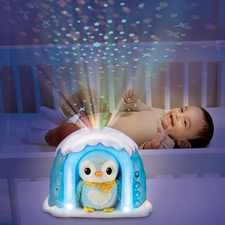 VTech Baby 2-in-1 Sternenlicht-Pinguin – Kuschelige Spieluhr-Einschlafhilfe mit Licht-Projektor und Einschlaf-Musik, blau – Bild 3
