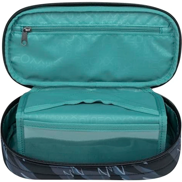neoxx Jump Schlamperbox Stormchaser, Schlamperbox aus recycelten PET-Flaschen mit Hauptfach und Reißverschluss, 10 Stifteschlaufen, Sichtfenster für Schulbedarf – Bild 3