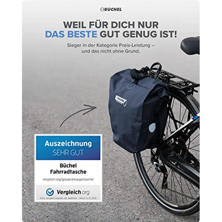 Büchel Fahrradtasche für Gepäckträger I 25.4 L - 100% Wasserdicht I mit Tragegriff und Schultergurt I fahrradtasche gepäckträger, gepäckträgertasche, fahrrad taschen hinten – Bild 2