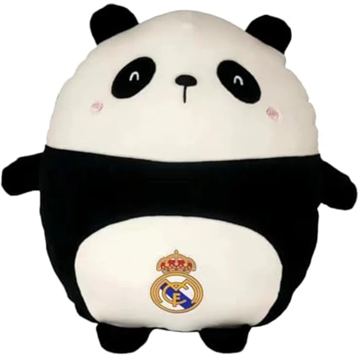 Real Madrid Panda-Plüschtier, weiches Squishy Design, 30 cm, beige – Bild 1
