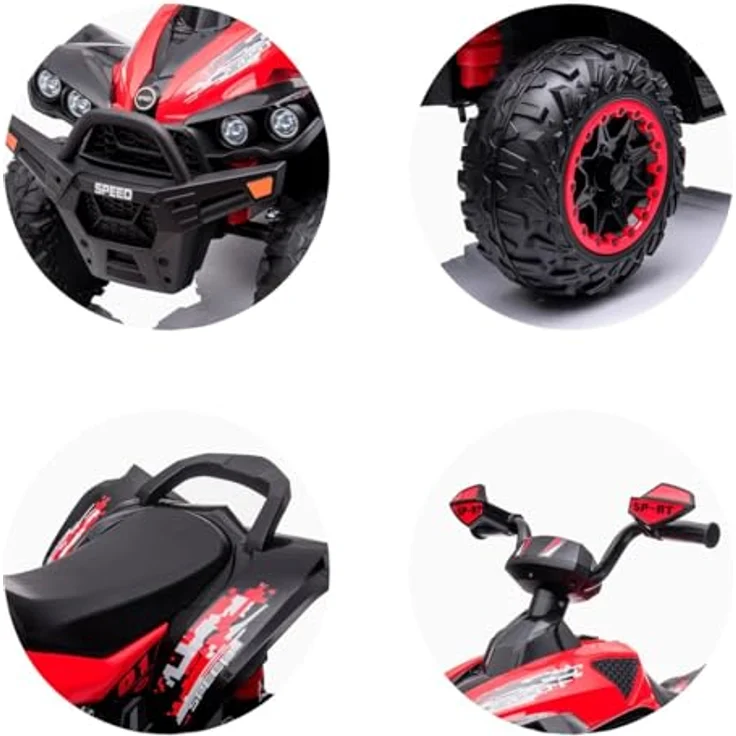 Chipolino Kinder Elektroquad ATV Speed, Licht- und Musikfunktion, 2 Motoren, Fußpedal, bis 35 kg, rot – Bild 5