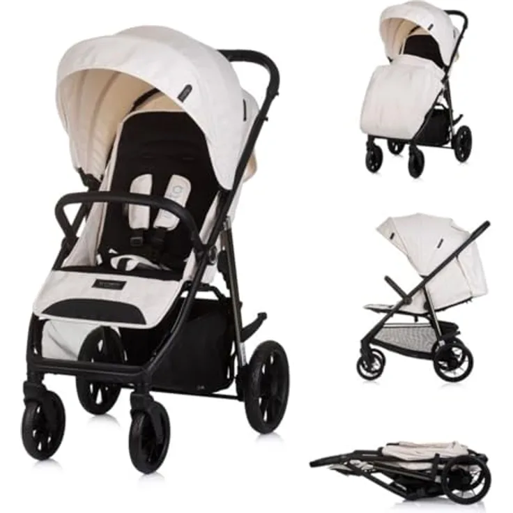 Chipolino Kinderwagen Buggy Insta, klappbar, mit Fußabdeckung, Federung, verstellbarem Sonnendach und 5-Punkt-Sicherheitsgurt