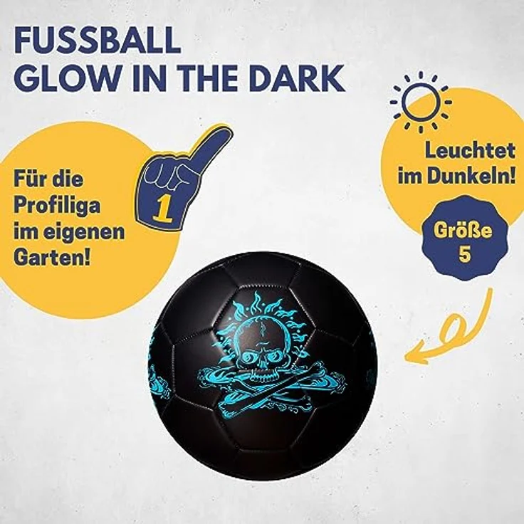 BEST SPORTING Glow In The Dark Fußball Größe 5 für Kinder & Erwachsene, PVC Leuchtball mit Phosphoreszenz-Effekt, Fußball-Kinder – Bild 2