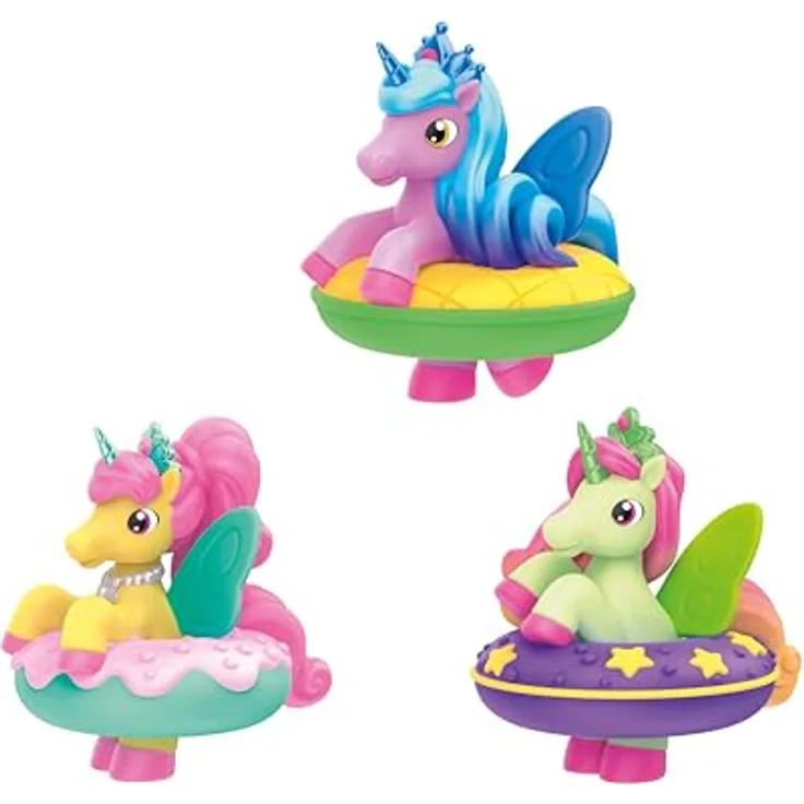 INKEE Toys Magic Bath Galupy Unicorn Fun, 3er-Set Badespielzeug mit Farbwechsel – Squishy Einhörner Figuren Kily, Freya & Nova, für Kinder ab 3 Jahren