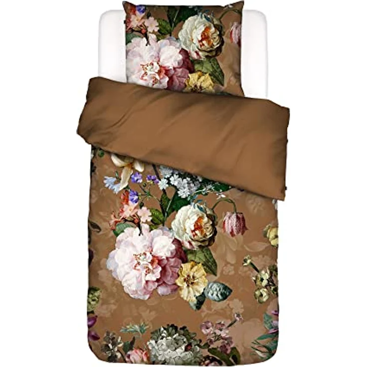 ESSENZA Bettwäsche Fleur Cinnamon, 155x220 + 1x 80x80 cm, 100% Baumwollsatin, burgundy Blumen – Bild 1