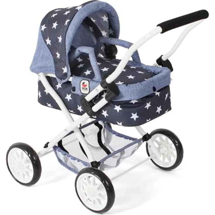 Bayer Chic 2000 - Puppenwagen Smarty, Kleiner Puppenwagen für Kinder ab 2 Jahren, Sternchen Navy, 555-51 – Bild 1