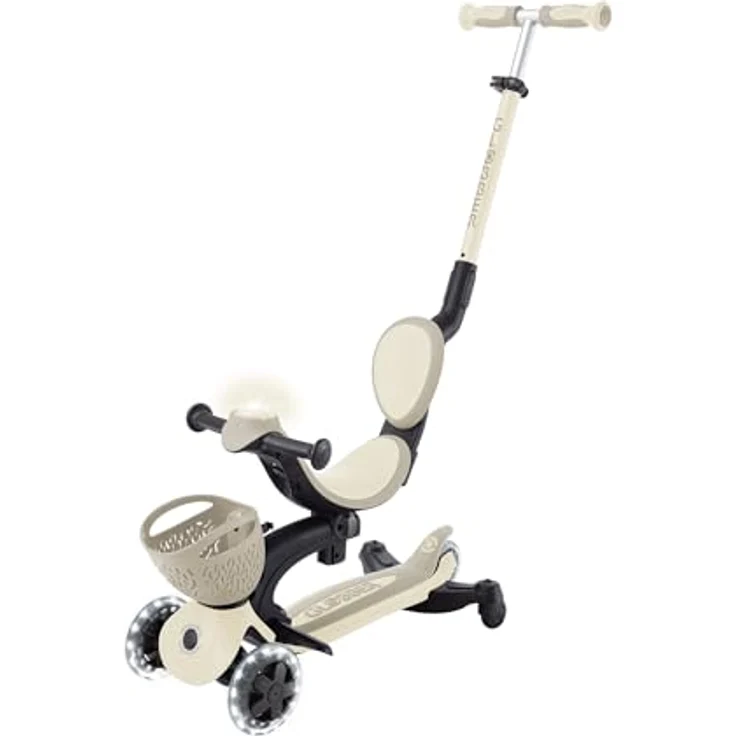 Globber GO•UP Baby 360 Lights, Skalierbarer Tretroller mit 3 Rädern, Sitz und Rückenlehne, für Kinder von 15 Monaten bis 6 Jahren, Taupe – Bild 5