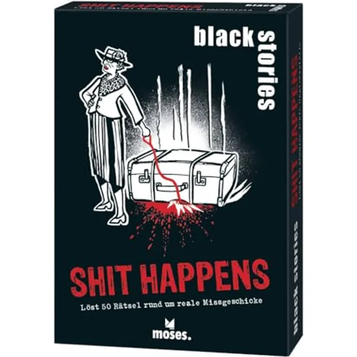 Moses. Black Stories Shit Happens - Krimi Kartenspiel mit Spielvariante und Punktechips, handliches Rätselspiel für Jugendliche und Erwachsene