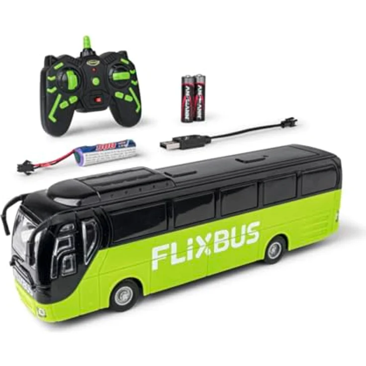 Carson 1:64 Flixbus RC, ferngesteuertes Spielzeugauto mit LED-Beleuchtung, 80 Min. Fahrzeit, 2.4GHz, für Kinder ab 3 Jahren – Bild 1
