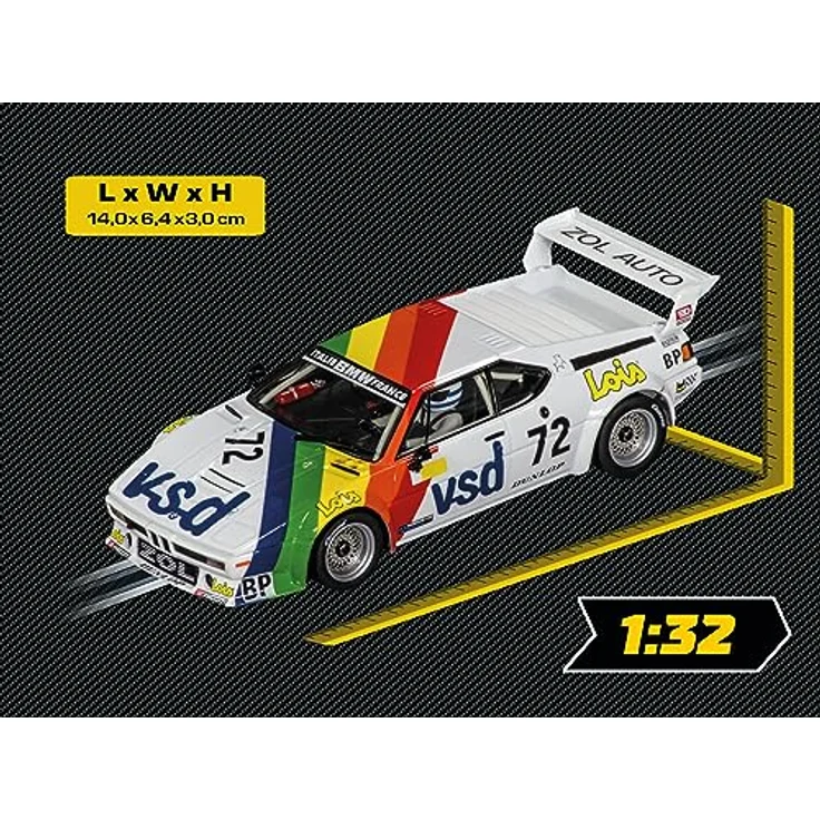 Carrera DIGITAL 132 BMW M1 Procar Rennauto, Maßstab 1:32, mit Front- Rück- & Bremslicht, BMW Zol'Auto No.72 24h 1981 Nachbildung, Sammlerstück in authentischem Design – Bild 2