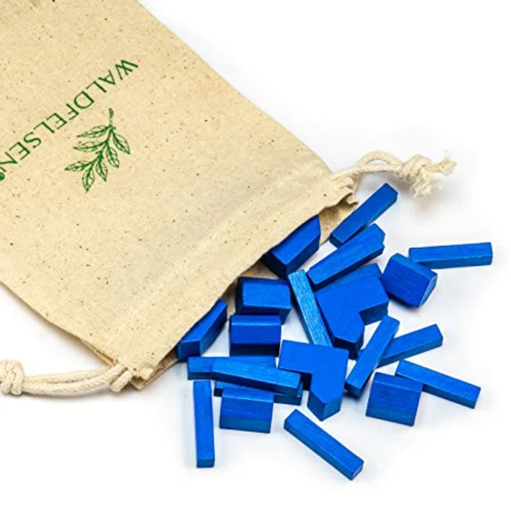Waldfelsen® Holzfiguren für Die Siedler, 4 Städte, 5 Siedlungen und 15 Straßen, blau – Bild 2