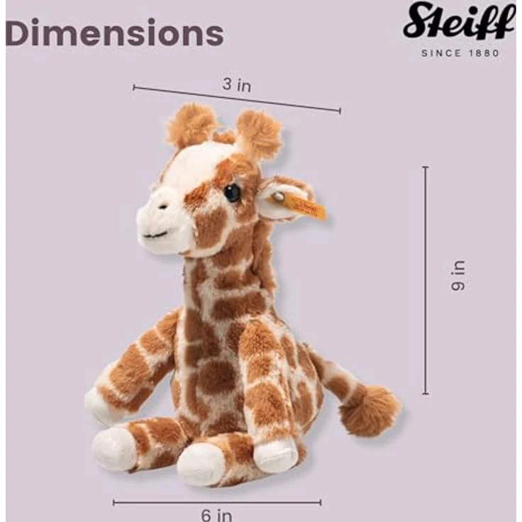 Steiff Gina Giraffe Hellbraun gefleckt 23 cm, Soft Cuddly Friends, aufrecht sitzend durch Granulatsäckchen, Kuscheltier Giraffe, Zootier Plüschtier, Flauschiges Safari-Tier – Bild 4