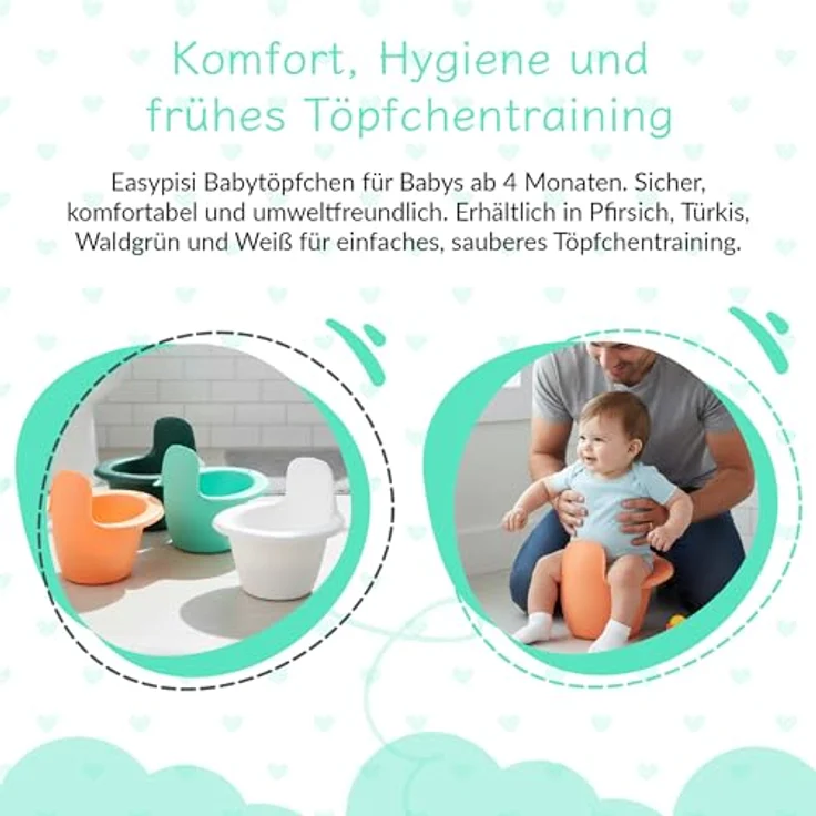 Easypisi Baby-Töpfchen zum Abhalten (Pfirsich), Windelfrei mit Spritzschutz, mobiles Kindertöpfchen für Jungen/Mädchen, Made in Germany – Bild 6