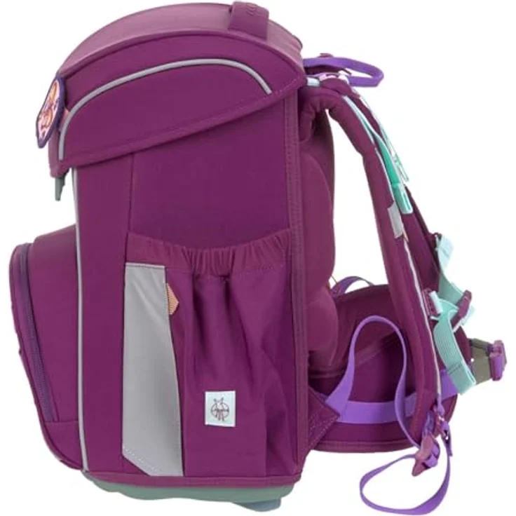 LÄSSIG Unique School Set Slim 7-teilig, Schulranzen mit durchdachtem Stauraum, Regenhülle und Reflektoren, Lilac – Bild 3