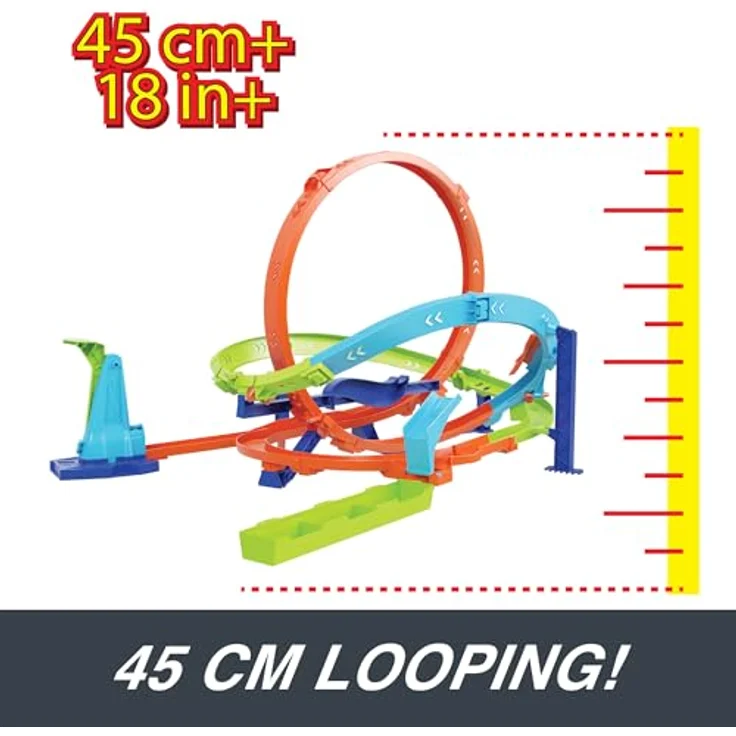 Hot Wheels Looping-Zyklon-Challenge, Action-Trackset mit 2 Spielmöglichkeiten, Bumerang-Loopings und Fahrzeug im Maßstab 1:64, mit Tragegriff, ab 4 Jahren, HXM94 – Bild 3