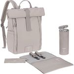 LÄSSIG Baby Wickelrucksack Wickeltasche Rolltop Rucksack nachhaltig produziert, taupe