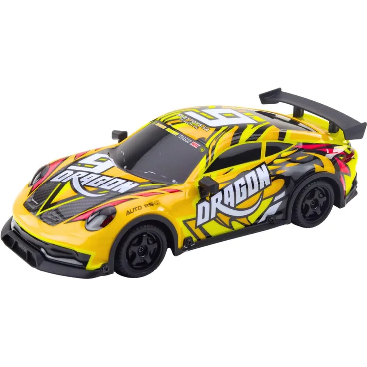 LEAN Toys 23073 RC Driftwagen mit beleuchteter Karosserie, gelb