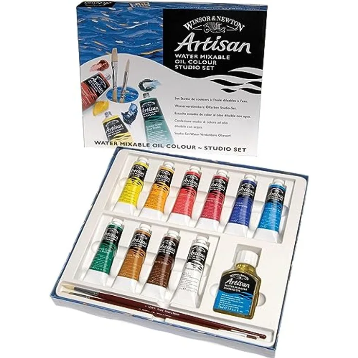 Winsor & Newton Artisan wasservermischbare Ölfarbe, Ölfarbenset mit hoher Pigmentkonzentration, gute Deckkraft & Lichtechtheit - Studio Set