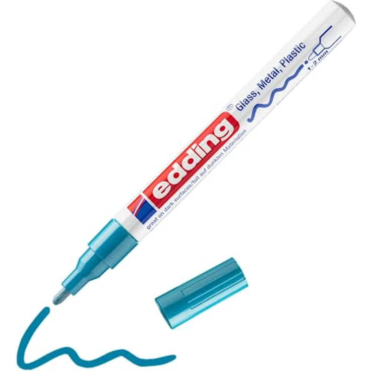 edding 751 Glanzlackmarker - hell-blau - 1 Lackmarker - Rundspitze 1-2 mm - Lackstift für Glas, Stein, Holz, Kunststoff und Papier - wasserfest, stark deckend – Bild 1
