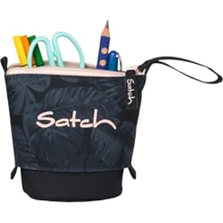 Satch Pencil Slider, Federmäppchen mit Stehfunktion, 3 Innenfächern und Geheimfach, aus recyceltem Material, Midnight Jungle - Blau – Bild 3