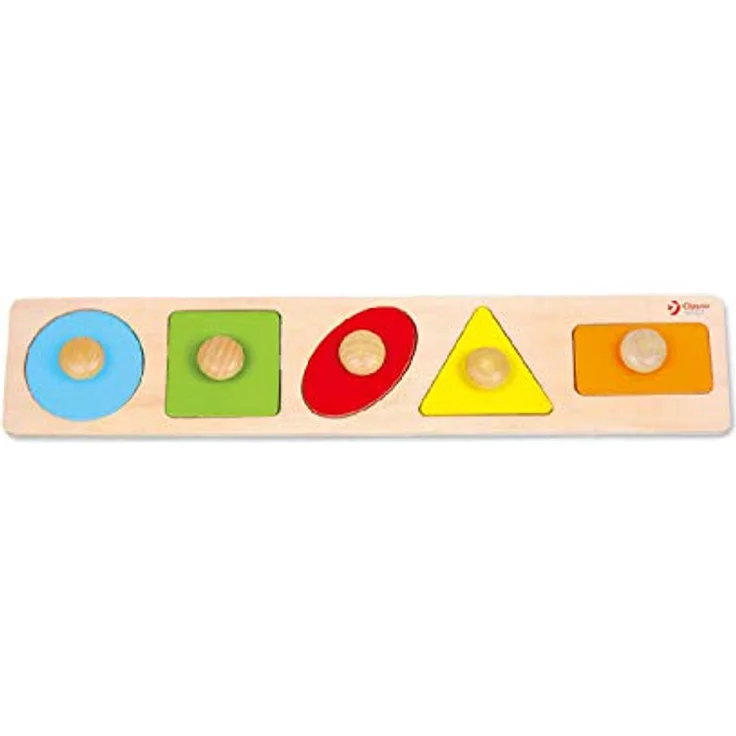 Classic World Wooden Stud Puzzle Shapes, Holzpuzzle mit 5 bunten Formen für Kinder ab 12 Monaten – Bild 1