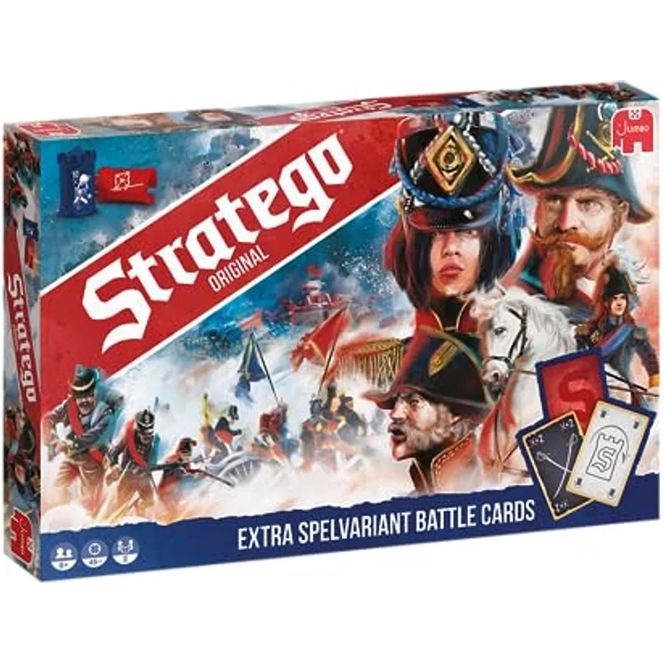 Jumbo Stratego Original, Brettspiel für 2 Spieler ab 8 Jahren, inkl. 40 rote und 40 blaue Bauern, Deutsch – Bild 1