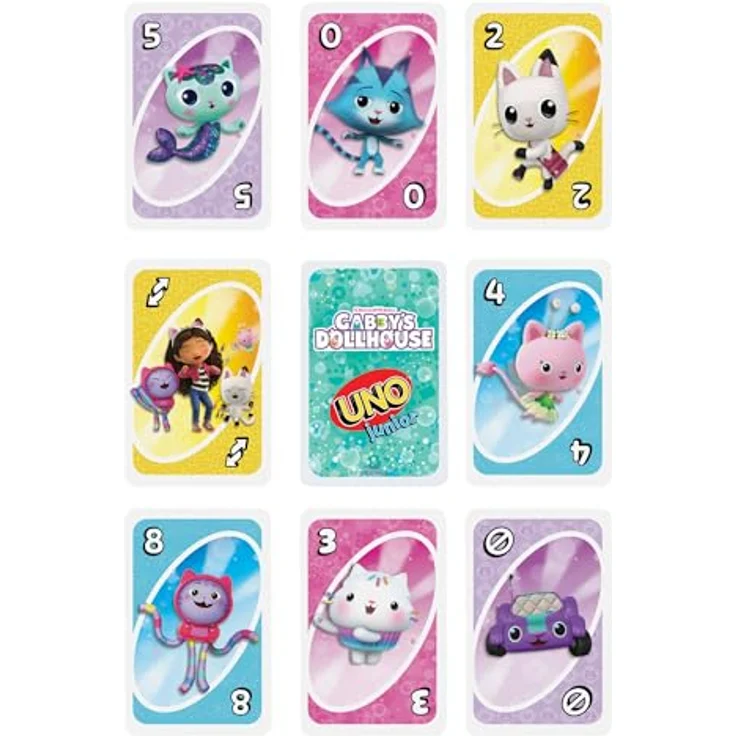 Mattel Gabby's Dollhouse - UNO Junior Kartenspiel, für Kinder ab 3 Jahren, mit niedlichen Motiven – Bild 6
