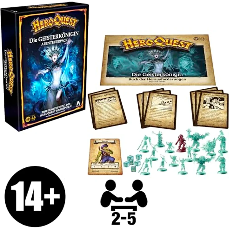 Avalon Hill HeroQuest Die Geisterkönigin Abenteuerpack, Miniaturen Pack mit 15 unbemalten, türkisgrünen Geisterfiguren – Bild 2