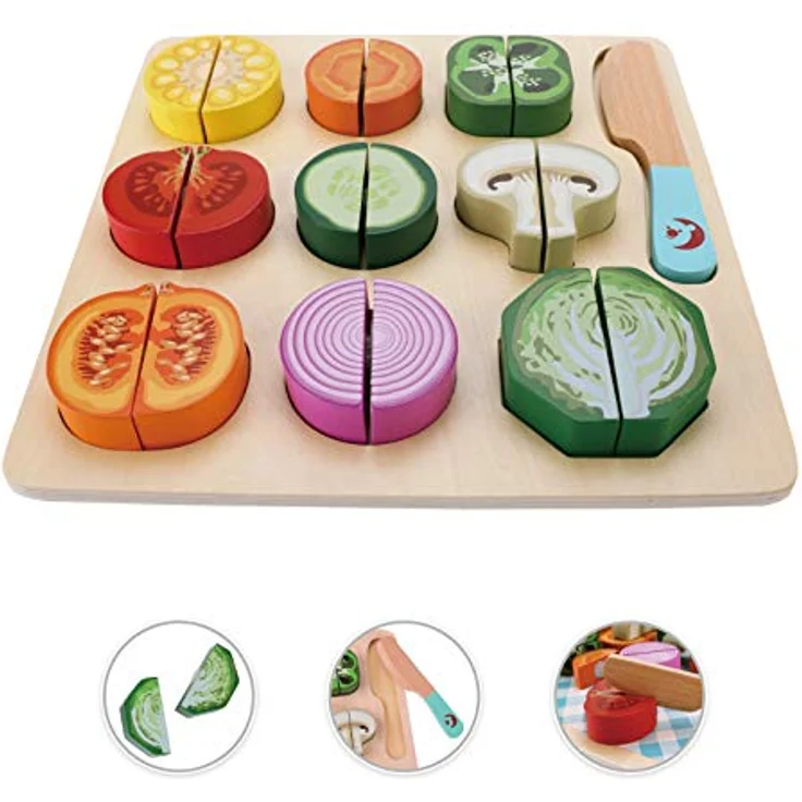 Classic World Holz Schneiden Gemüse Puzzle Spielzeug, bunt, lehrreiches Rollenspiel für gesunde Ernährung – Bild 4