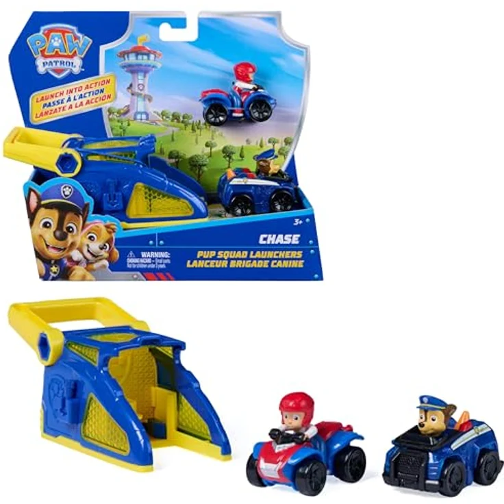 Paw Patrol PAW Pup Squad Launcher 2-Pack, inklusive Chase & Ryder, 6 cm Pup Squad Racers mit Schlüssel-Schloss Aufbewahrung – Bild 1