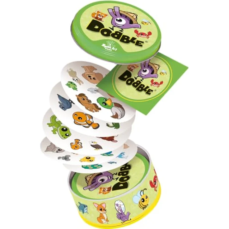 Zygomatic Dobble Tiere, Brettspiel in robuster Metalldose mit runden, leicht spielbaren Karten für Kinder und Erwachsene – Bild 3