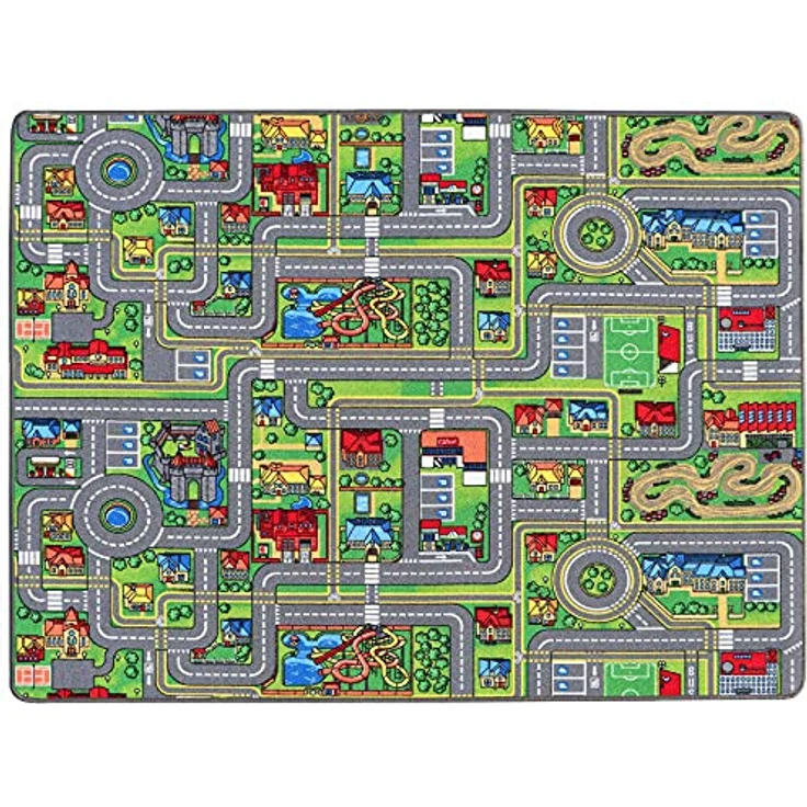 Primaflor Interaktiver Kinderteppich Streets, Straßenmotiv 140 x 200 cm, Anti-Schmutz-Ausrüstung, für Kinderzimmer, Made in Europe – Bild 2