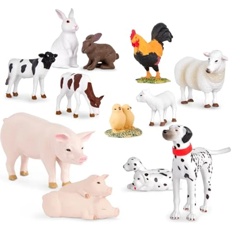 Terra Bauernhoftiere und Babys Figuren – Schafe, Hunde, Kälber, Hasen und mehr – Realistische Tierfiguren Set, Kinder Bauernhof Spielzeug ab 3 Jahre – Bild 8