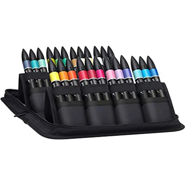 Winsor & Newton 0290078 ProMarker (im Wallet, Professioneller Layoutmarker-2 Spitzen, fein und breit für Zeichnungen, Design und Layouts) 24 Farben Set – Bild 2