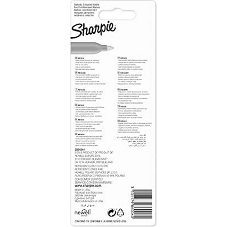 Sharpie PermMarker F Metallic Mix, 3er Set von Permanentmarkern mit feiner Spitze, wasserfest und metallischen Farben – Bild 10
