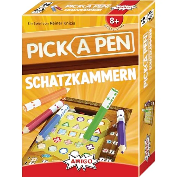 AMIGO 02412 Pick a Pen: Schatzkammern, bunt, Einheitsgröße - Roll & Write Brettspiel von Reiner Knizia