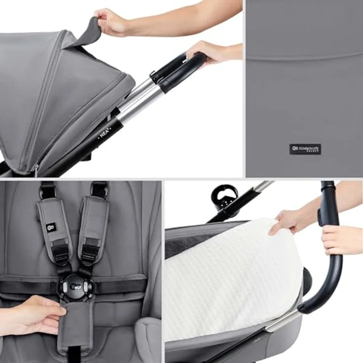 Kinderkraft NEA 2.0 Kombi-Kinderwagen, 2in1 mit Babywanne und Sportsitz, bis 22 kg, Teleskopschieber, inkl. Getränkehalter und Wickeltasche - Platinium Grey, mit Gratis Mobilitätsgarantie – Bild 14