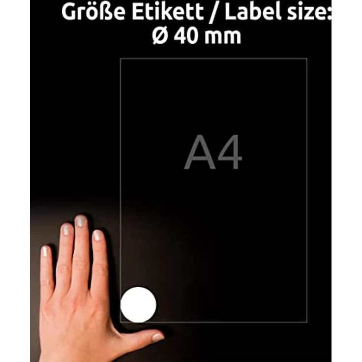 AVERY Zweckform L6112-20 Sicherheitsetiketten (480 Folienaufkleber, Ø40mm auf A4, stark selbstklebend, fälschungs-/manipulationssicher, bedruckbare Klebefolie) 20 Blatt, weiß – Bild 3