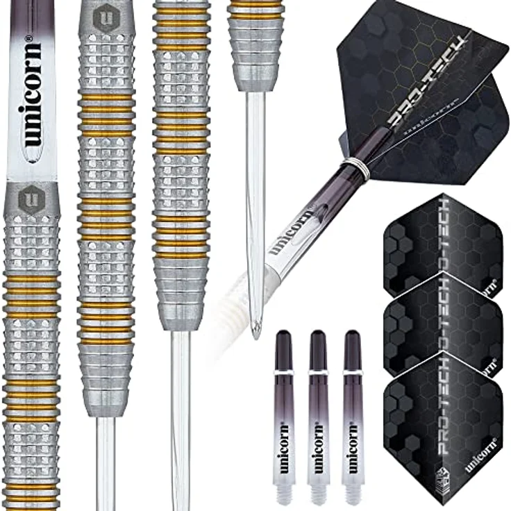 Unicorn Protech Style 3 Dartpfeile mit Stahlspitze, 25 Gramm, goldfarben – Bild 1