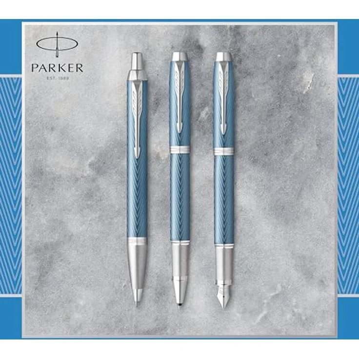 Parker Kugelschreiber IM Premium M, eleganter Schreibstift mit Quinkflow-Tinte, blau-grau – Bild 7