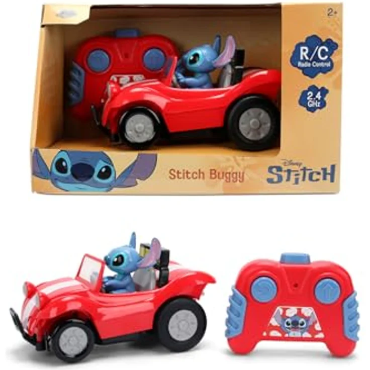 Jada Toys Disney Stitch RC Stitch Buggy, ferngesteuertes Auto (14 cm) mit 2,4 GHz 1-Kanal Steuerung, geeignet für Kinder ab 2 Jahren, inkl. Fernbedienung, rot – Bild 1